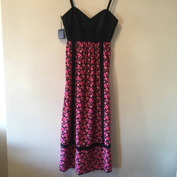 NWT ANNA SUI SILK MAXI DRESS WILDFLOWERS IN THE WIND - Picture 3 of 15